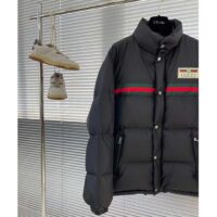 Gucci Men GG Water Repellant Down Jacket Black Water Nylon Satin Zip Front Zip Pockets (4)