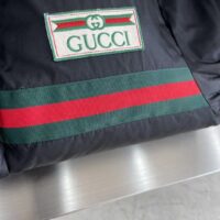 Gucci Men GG Water Repellant Down Jacket Black Water Nylon Satin Zip Front Zip Pockets (4)