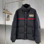 Gucci Women GG Water Repellant Down Jacket Black Water Nylon Satin Zip Front Zip Pockets – Bild 3