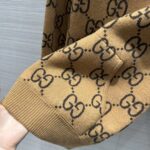 Gucci Women GG Wool Hooded Sweatshirt Camel Ebony Fixed Hood Kangaroo Pocket Rib - Image 10