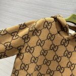 Gucci Women GG Wool Hooded Sweatshirt Camel Ebony Fixed Hood Kangaroo Pocket Rib - Image 6