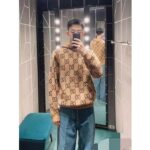 Gucci Men GG Wool Hooded Sweatshirt Camel Ebony Fixed Hood Kangaroo Pocket Rib - Image 12