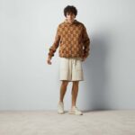 Gucci Men GG Wool Hooded Sweatshirt Camel Ebony Fixed Hood Kangaroo Pocket Rib - Image 14