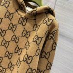 Gucci Women GG Wool Hooded Sweatshirt Camel Ebony Fixed Hood Kangaroo Pocket Rib - Image 8