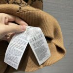 Gucci Women GG Wool Hooded Sweatshirt Camel Ebony Fixed Hood Kangaroo Pocket Rib - Image 11