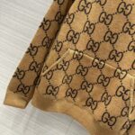 Gucci Women GG Wool Hooded Sweatshirt Camel Ebony Fixed Hood Kangaroo Pocket Rib - Image 7