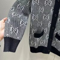 Gucci Men GG Wool Jacquard Cardigan Grey V-Neck Long Sleeves Front Pockets (3)