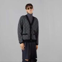 Gucci Men GG Wool Jacquard Cardigan Grey V-Neck Long Sleeves Front Pockets (3)