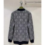 Gucci Men GG Wool Jacquard Cardigan Grey V-Neck Long Sleeves Front Pockets - Imagen 3