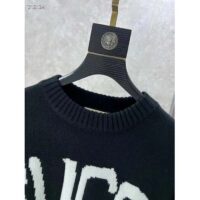 Gucci Men GG Wool Sweater Gucci Intarsia Black Ivory Knit Crewneck Long Sleeves (9)