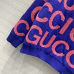 Gucci Men GG Wool Sweater Gucci Intarsia Blue Crewneck Dropped Shoulder - immagine 7