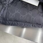 Gucci Men Nylon Down Jacket GG Iserts Black Canvas High Neck Velcro Cuffs Zip Closure - immagine 10