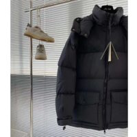 Gucci Men Nylon Down Jacket GG Iserts Black Canvas High Neck Velcro Cuffs Zip Closure (1)