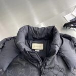 Gucci Men Nylon Down Jacket GG Iserts Black Canvas High Neck Velcro Cuffs Zip Closure - immagine 4