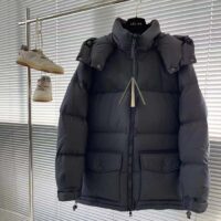 Gucci Men Nylon Down Jacket GG Iserts Black Canvas High Neck Velcro Cuffs Zip Closure (1)