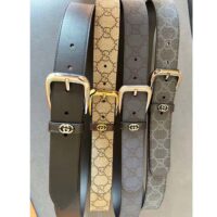 Gucci Unisex GG Belt Interlocking G Detail Blue Dark Blue GG Supreme Square Buckle (9)