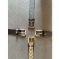 Gucci Unisex GG Belt Interlocking G Detail Blue Dark Blue GG Supreme Square Buckle (9)