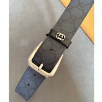 Gucci Unisex GG Belt Interlocking G Detail Blue Dark Blue GG Supreme Square Buckle (9)