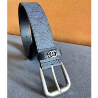 Gucci Unisex GG Belt Interlocking G Detail Blue Dark Blue GG Supreme Square Buckle (9)