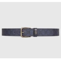 Gucci Unisex GG Belt Interlocking G Detail Blue Dark Blue GG Supreme Square Buckle (9)