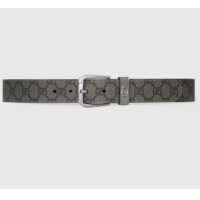 Gucci Unisex GG Belt Interlocking G Detail Grey Black GG Supreme Square Buckle