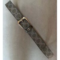 Gucci Unisex GG Belt Interlocking G Detail Grey Black GG Supreme Square Buckle (3)