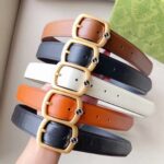 Gucci Unisex GG Belt Rectangular Buckle Cuir Leather Antique Brass Hardware 3 CM Width - Imagen 10