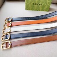 Gucci Unisex GG Belt Rectangular Buckle Cuir Leather Antique Brass Hardware 3 CM Width (2)