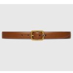 Gucci Unisex GG Belt Rectangular Buckle Cuir Leather Antique Brass Hardware 3 CM Width