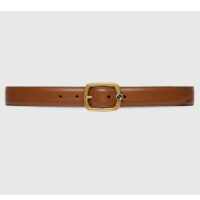 Gucci Unisex GG Belt Rectangular Buckle Cuir Leather Antique Brass Hardware 3 CM Width (2)