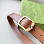 Gucci Unisex GG Belt Rectangular Buckle Cuir Leather Antique Brass Hardware 3 CM Width - Imagen 7