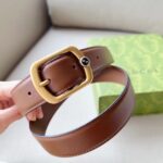 Gucci Unisex GG Belt Rectangular Buckle Cuir Leather Antique Brass Hardware 3 CM Width - Imagen 8