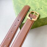Gucci Unisex GG Belt Rectangular Buckle Cuir Leather Antique Brass Hardware 3 CM Width - Imagen 6