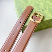 Gucci Unisex GG Belt Rectangular Buckle Cuir Leather Antique Brass Hardware 3 CM Width (2)