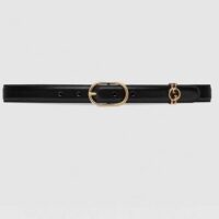 Gucci Unisex GG Belt Round Interlocking G Black Leather Oval Buckle 2.3 CM Width (11)