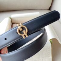 Gucci Unisex GG Belt Round Interlocking G Black Leather Oval Buckle 2.3 CM Width (11)