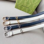 Gucci Unisex GG Belt Round Interlocking G Black Leather Oval Buckle 2.3 CM Width - Image 12