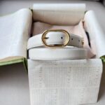 Gucci Unisex GG Belt Round Interlocking G White Leather Oval Buckle 2.3 CM Width – Bild 5