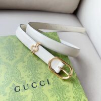 Gucci Unisex GG Belt Round Interlocking G White Leather Oval Buckle 2.3 CM Width (9)