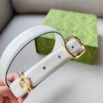 Gucci Unisex GG Belt Round Interlocking G White Leather Oval Buckle 2.3 CM Width – Bild 9