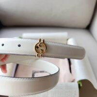 Gucci Unisex GG Belt Round Interlocking G White Leather Oval Buckle 2.3 CM Width (9)