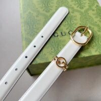 Gucci Unisex GG Belt Round Interlocking G White Leather Oval Buckle 2.3 CM Width (9)