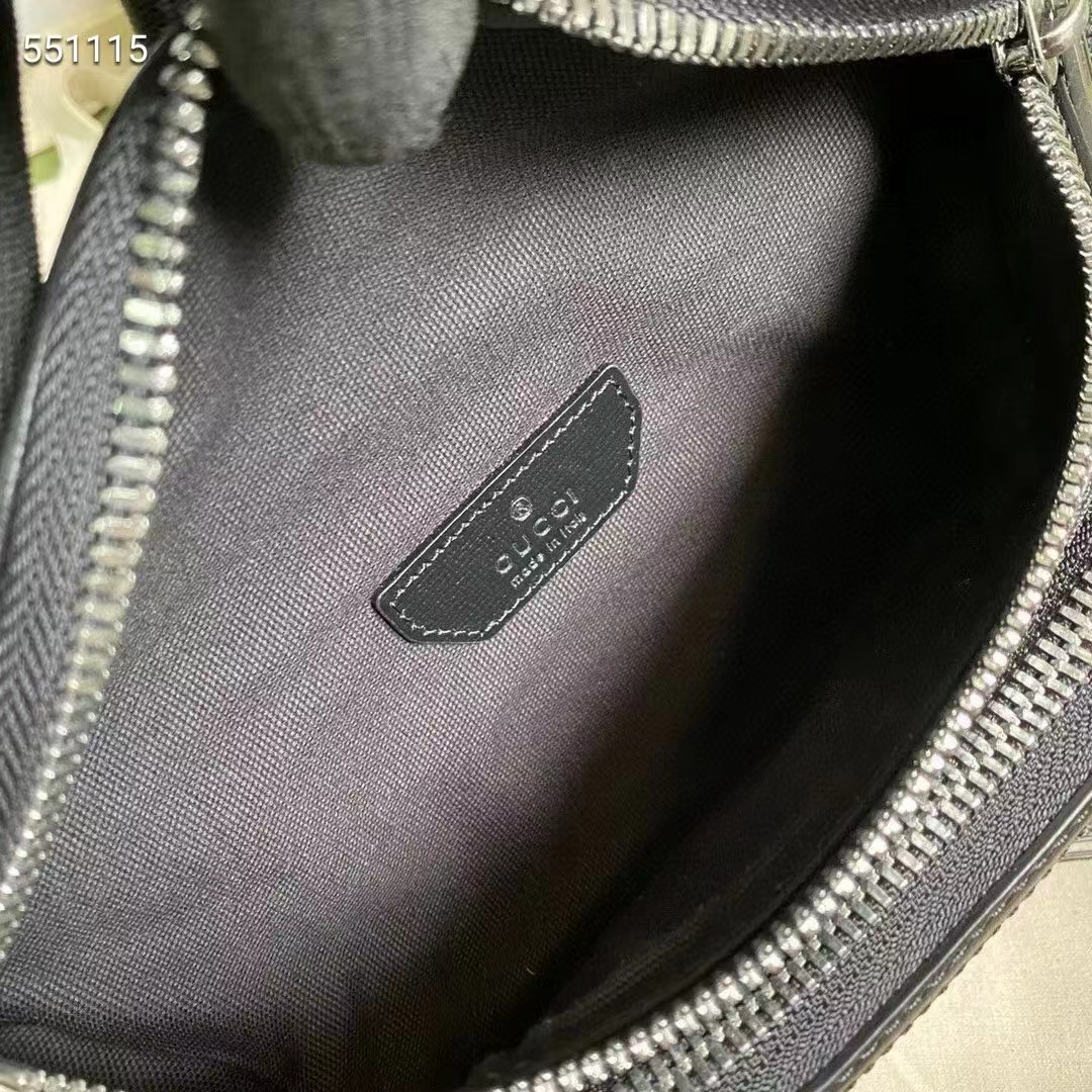 Gucci Unisex GG Black Belt Bag Black Grey Soft GG Supreme Front Zipper Pocket (12)