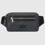 Borsa da cintura unisex Gucci GG nera con tasca frontale con cerniera in morbido tessuto GG Supreme grigio nero