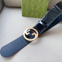Gucci Unisex GG Blondie Wide Patent Belt Round Interlocking G 7 CM Width (1)