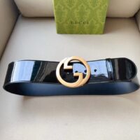 Gucci Unisex GG Blondie Wide Patent Belt Round Interlocking G 7 CM Width (1)