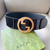 Gucci Unisex GG Blondie Wide Patent Belt Round Interlocking G 7 CM Width (1)