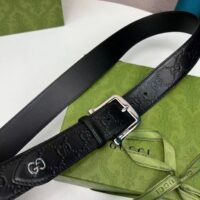 Gucci Unisex GG Gucci Signature Belt GG Detail Black Square Buckle Metal 3.8 CM Width (11)