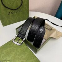 Gucci Unisex GG Gucci Signature Belt GG Detail Black Square Buckle Metal 3.8 CM Width (11)