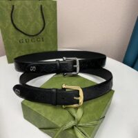 Gucci Unisex GG Gucci Signature Belt GG Detail Black Square Buckle Metal 3.8 CM Width (11)